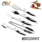 5Pcs Ss+Tpr Soft Grip S/S Bbq Tools In Box