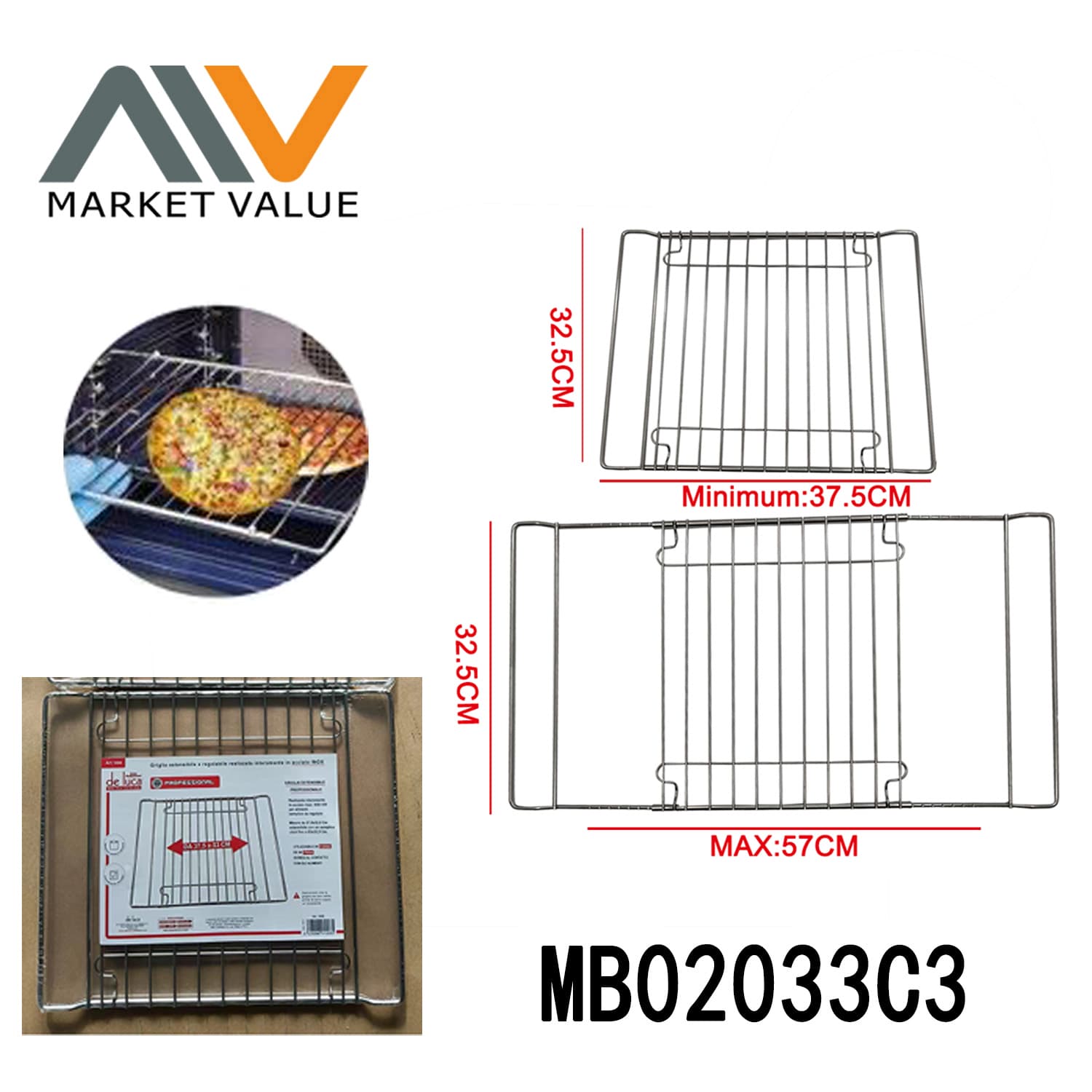 MB02033C3 Extendable Oven Rack Cooker Rack Grill