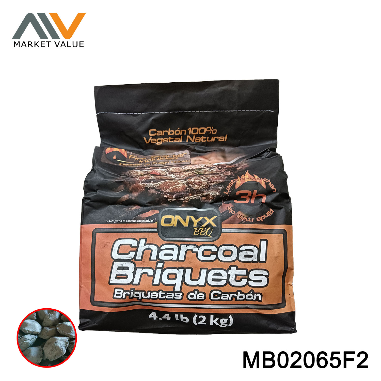 MB02065F2 2KG BBQ CHARCOAL IN COLOUR PAPER BAG