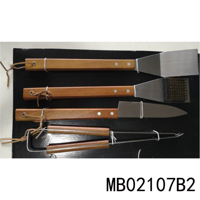 Sets Of 4Pcs Rubber Wood Handle S.S.Bbq Tools