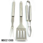 3Pcs S/S Bbq Tools With Rube Handle