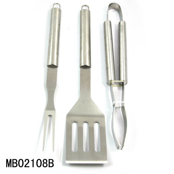 MB02108B 3Pcs S/S Bbq Tools With Rube Handle