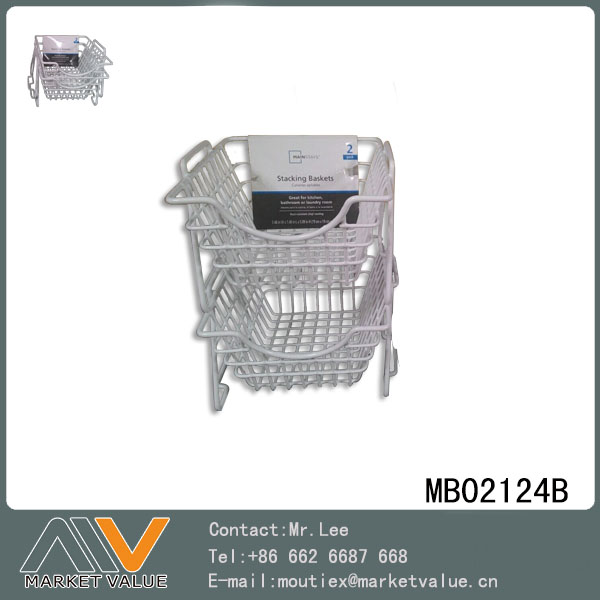 2Pack Stacking Basket With Pe Coated