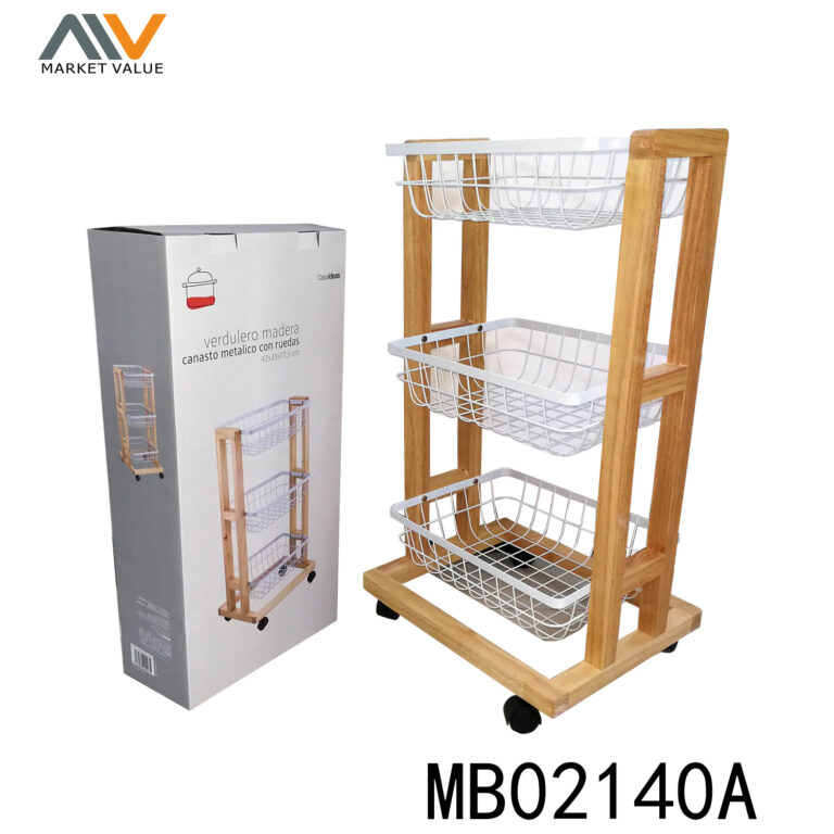 3 Layer Wood With Wire Store Shelf