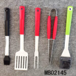 5Pcs Plastic Handle Bbq Tools(Fork/Shovel/Tong/S.S Brush/Silicone Brush) T/C