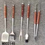 5Pcs Colour Wooden Handle Bbq Tools(S.S Brush/Silicone Brush/Tong/Fork/Shovel)T/C