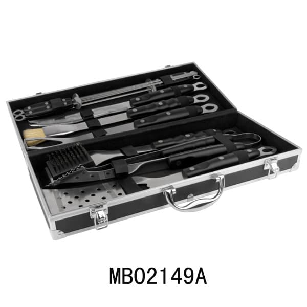 MB02149A 10Pcs S/S Plastic Bbq Tools Pom Handle With Aluminum Box