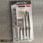 5Pcs Rube Handle Bbq Tools(Food Brush/Tong/Shovel/Fork/Knife)