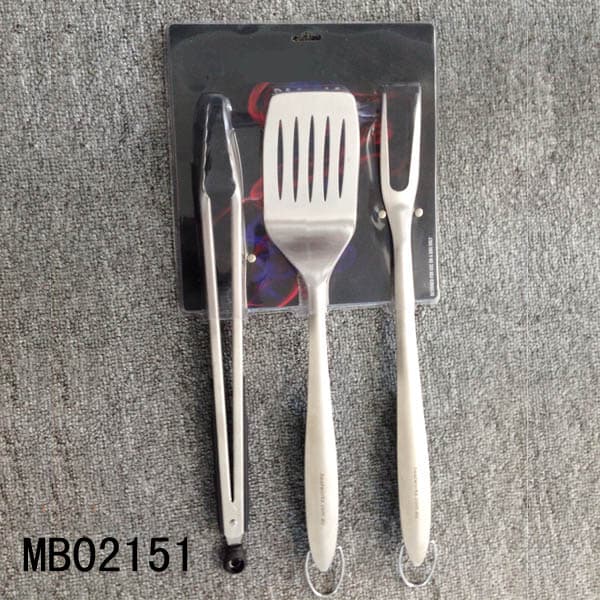 MB02151 3Pcs S/S Bbq Tools(Food Tong/Shovel/Fork) D/B