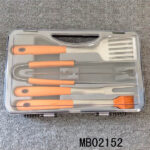 10Pcs Plastic Handle Bbq Tools(Shovel/Fork/Tong/Silicone Brush/Skewers)