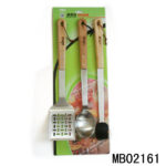 3Pcs Oak Wood Handle Bbq Tools(Shovel/Spoon/Brush)