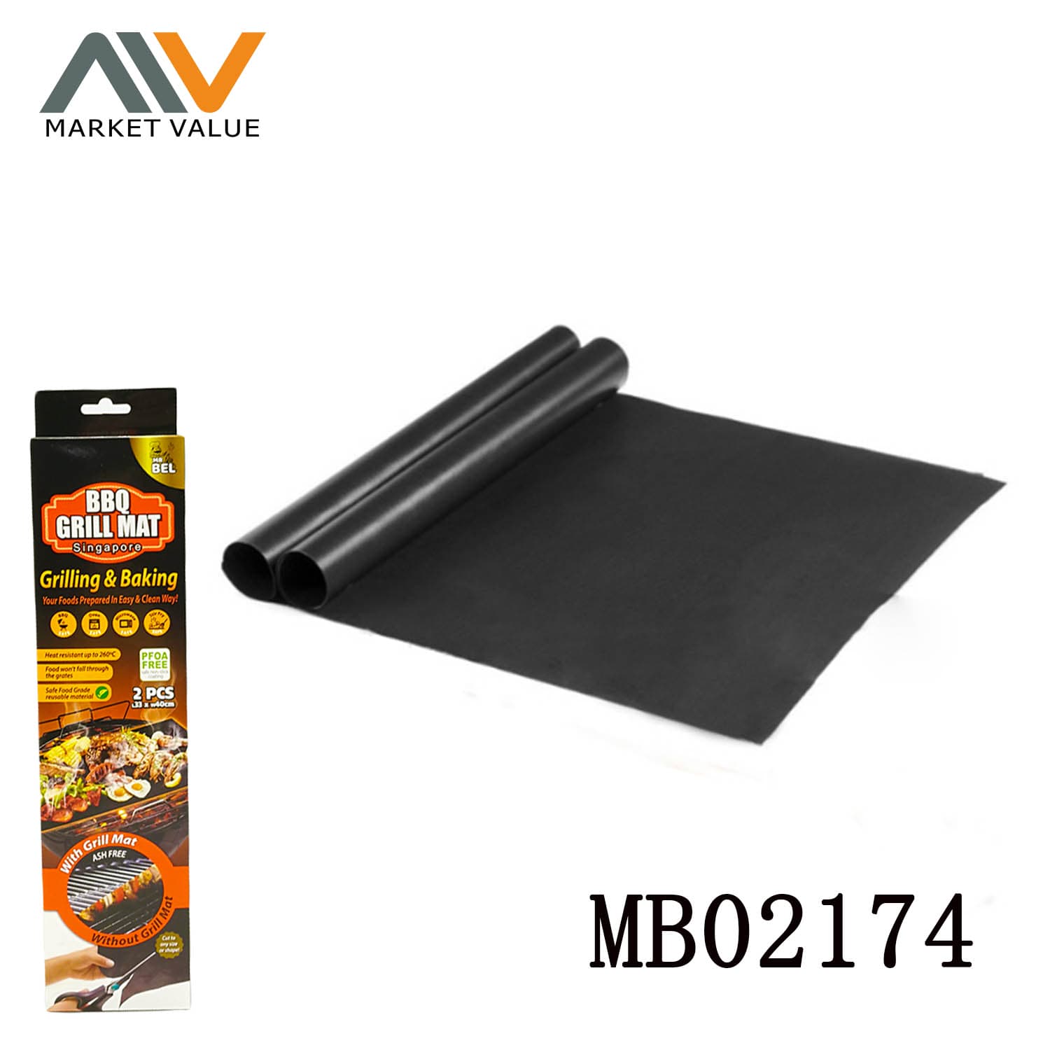 MB02174 Sets Of 2Pcs Non-Stick Bbq Grill Mat In Color Box