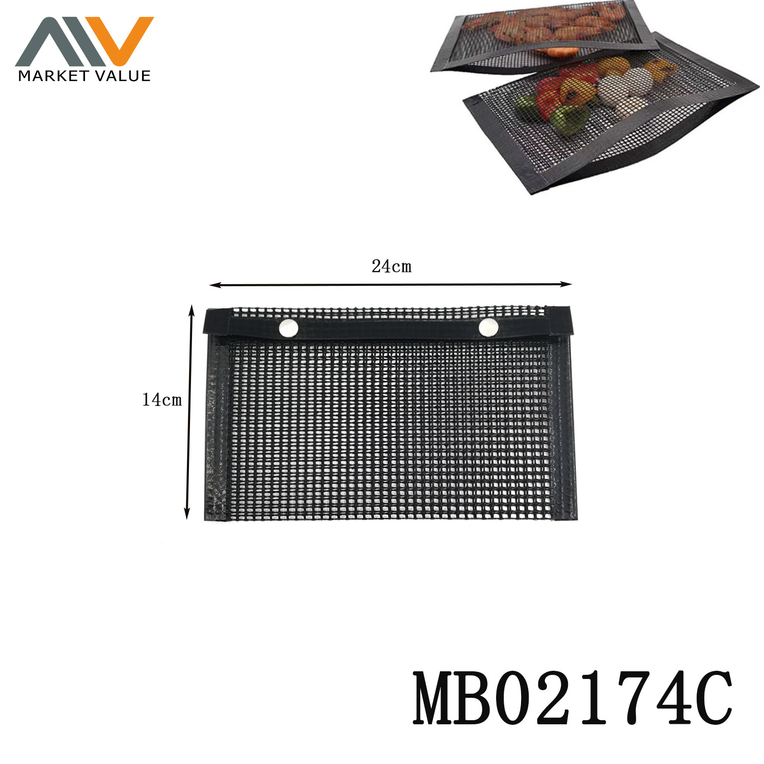 MB02174C Non Stick Bbq Bag W /Lock With Label Ptfe Coated