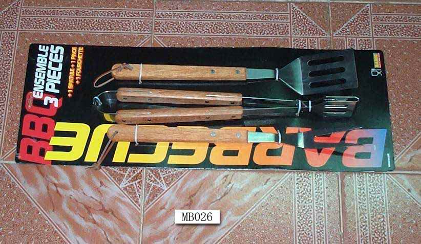 MB026 3Pcs Bbq Tools & Wooden Handle