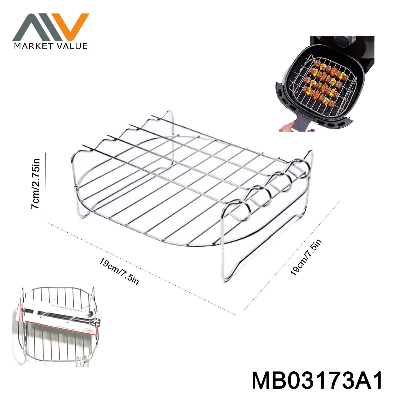 MB03173A1 Air Fryer Grill With 4Pcs Skewers