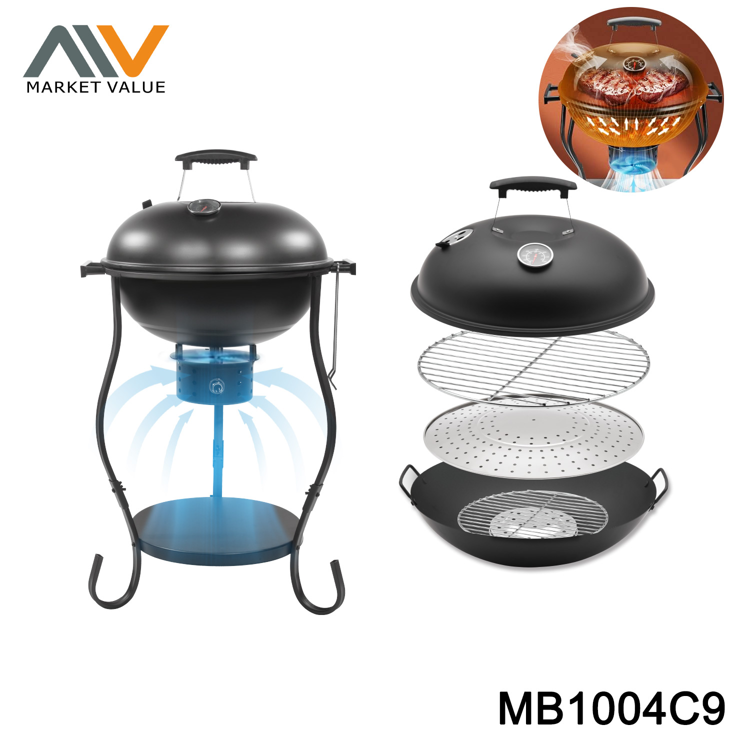 MB1004C9 BBQ Charcoal Grill Enamel for Meat