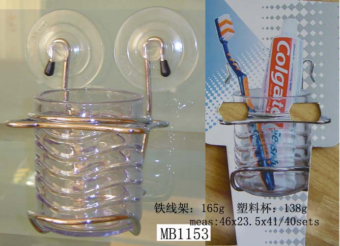 MB1153 Clarity Plastic Teeth Cup + Chrome Rack W/2 Cupule