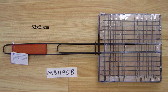 MB1195B Non Stick Bbq Net Shrink With Wooden Handle