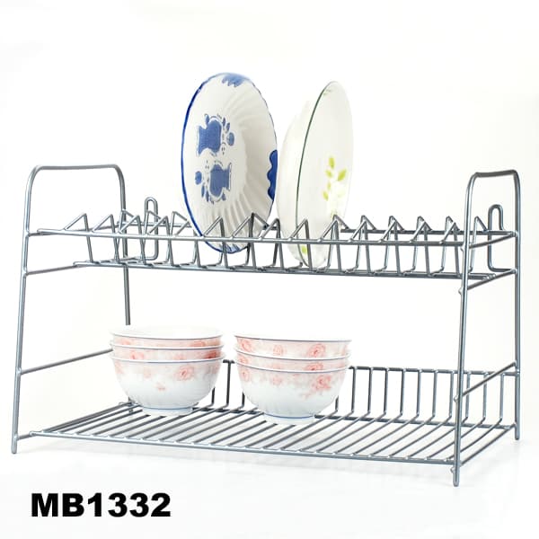 MB1332 2 Level Bowl&Disc Shelf Double Coating Insert Card30X20Cm White Colour