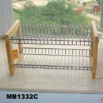 2 Level Bowl & Disc Shelf Oak Wooden Feet Insert Card