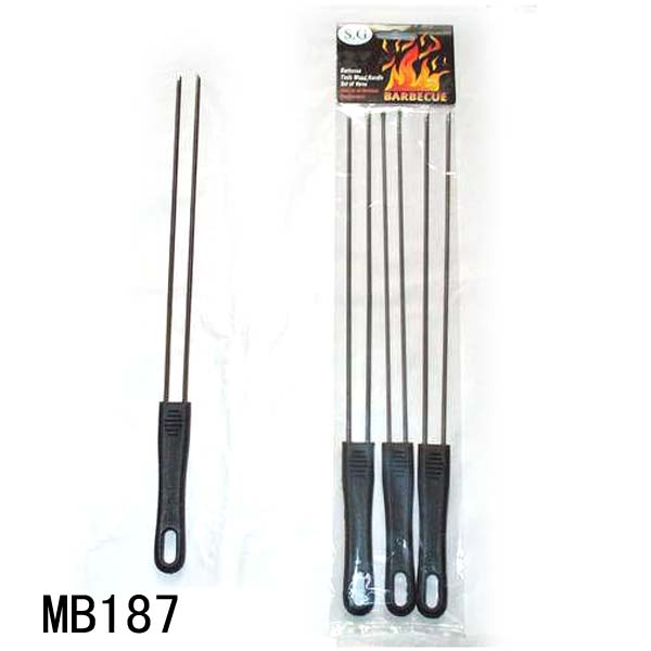 MB187 3Pcs Food Skewer W/Plastic Handle