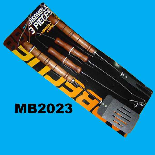 MB2023 3Pc Wood Handle Bbq Tools