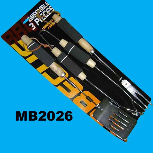MB2026 3Pc Wood Handle Bbq Tools