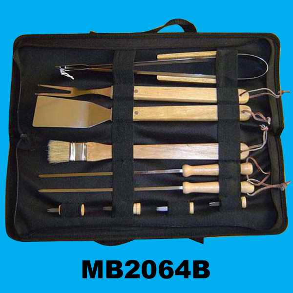 MB2064B 10Pc Wood Handle Bbq Tools