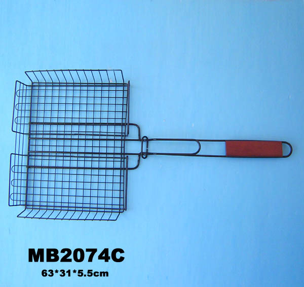 Non-Stick Bbq Net With Wooden Handle