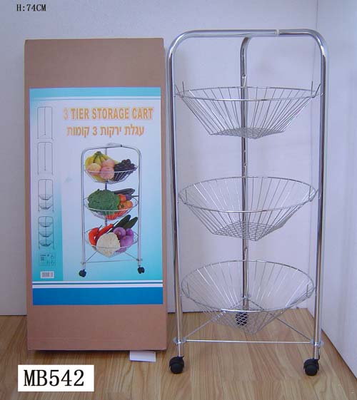 MB542 3 Shelf Chrome Cart In Colour Box
