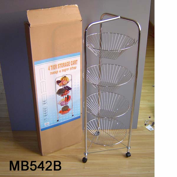 MB542B 4 Shelf Chrome Cart In Colour Box