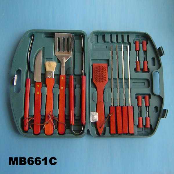 MB661C Bbq Sets 18Pcs W/Wooden Handle