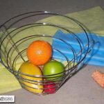 Chrome Fruit Basket W/Wooden Bottom