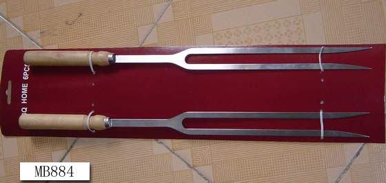 MB884 2Pcs Wooden Handle Forks T/C