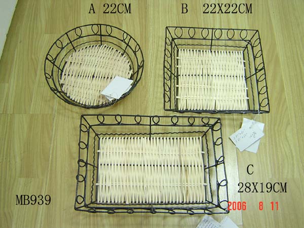 MB939A Round Basketw/Whtie Wicker (Black+Whtie Clr)