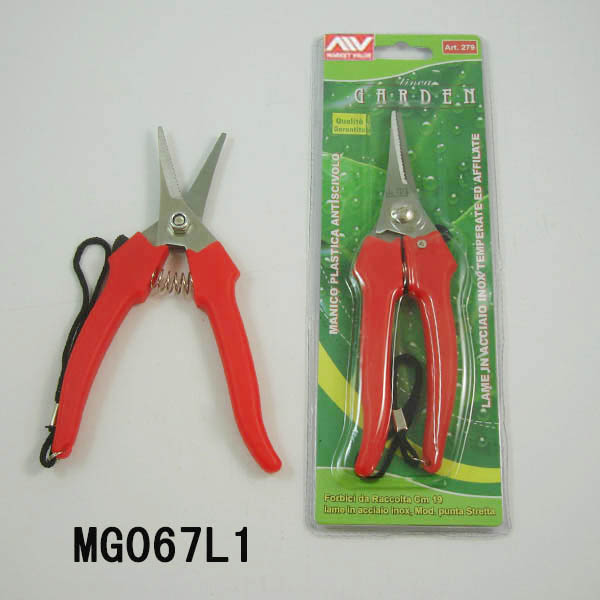 Olecranon Garden Scissors Strict Blade  D/B Red Handle