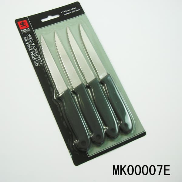 MK00007E 4Pcs 4''Plastic Handle Steak Knife Set