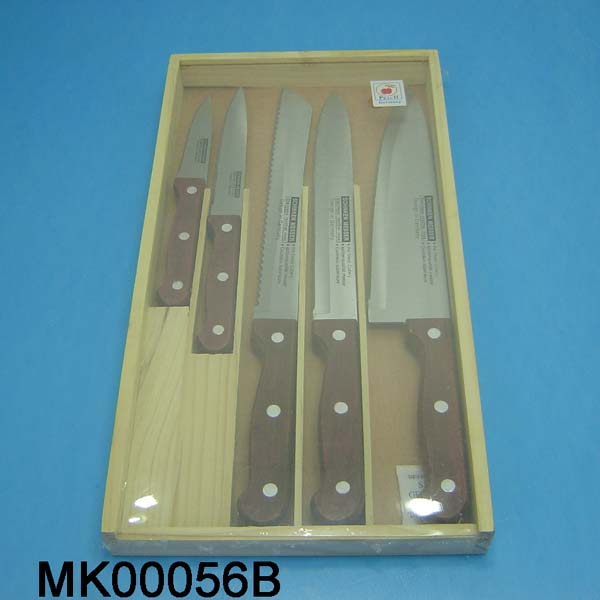 MK00056B 5Pcs Knife W/ Wooden Handle In Wooden Box