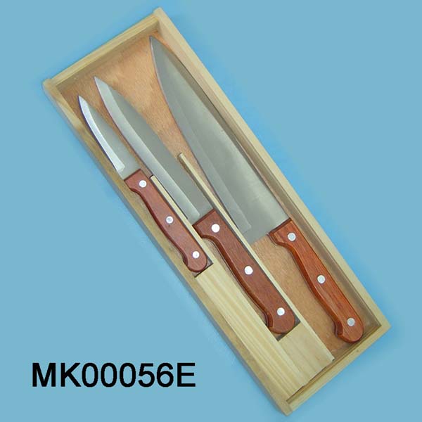 MK00056E 3Pcs Knife Set In Wooden Box