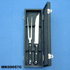 2Pcs Meat Knife & Fork In Wooden Box