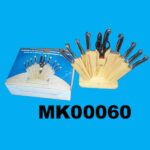 12 Pcs Knife Aset W/ Wooden Block In Colour Box