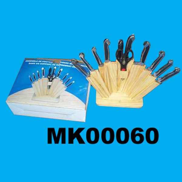 MK00060 12 Pcs Knife Aset W/ Wooden Block In Colour Box