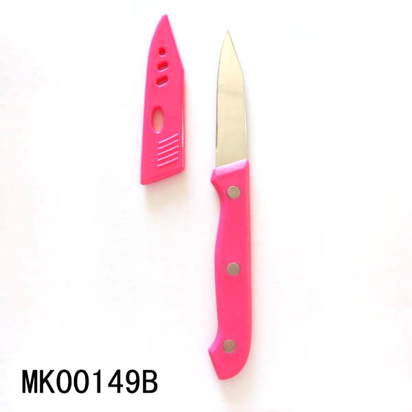 MK00149B 3" Plastic Handle Fruit Knife With Blade Cover