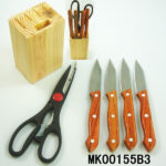 6Pcs Multi Knife Set &Scissor &Wooden Stand In Color Box