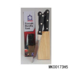 4.5" 6Pcs Steak Knife With Wooden Base In Color Box