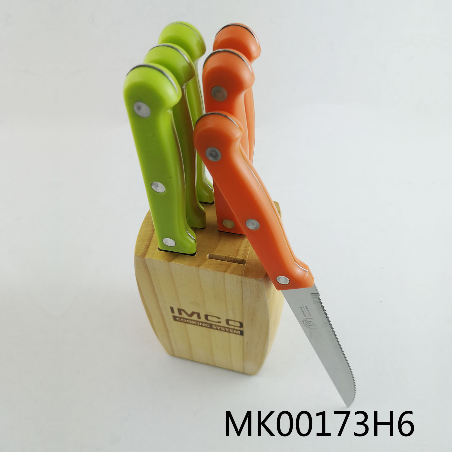 MK00173H6 6Pcs Steak Knife With Wooden Base In Color Box