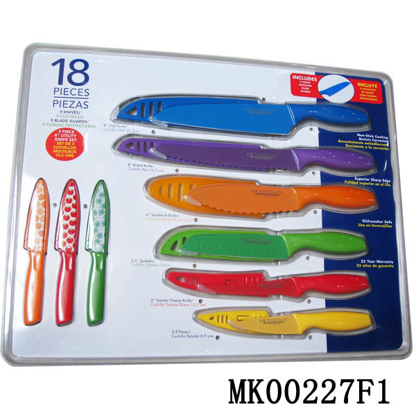 MK00227F1 9 Pcs Knives Teflon Paintingand 9 Pcs Blade Guards D/B