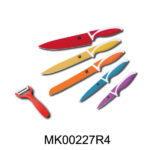 5Pcs Non-Stick Coating Kitchen Knife & Jumbo Ceramic Peeler In Gifi Box