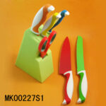 7Pcs Painting Kitchen Knife + Knife Stand +9110 Scissors