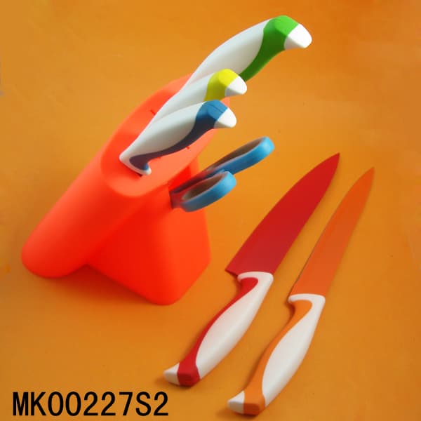 7Pcs Painting Kitchen Knife + Knife Stand +9110 Scissors